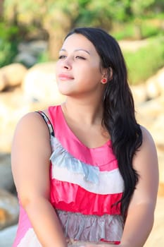 Outdoor portrait of a young beautiful woman