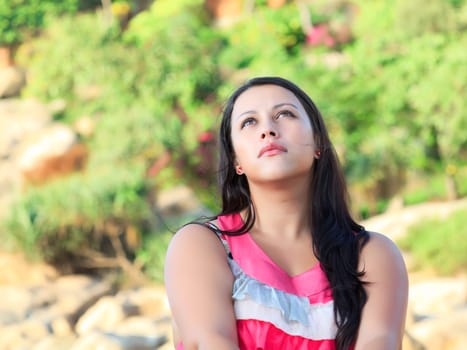 Outdoor portrait of a young beautiful woman