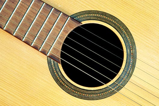 Detail of the acoustic guitar - resonant