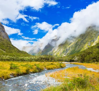 Mountain valley on the way to Milford Sound