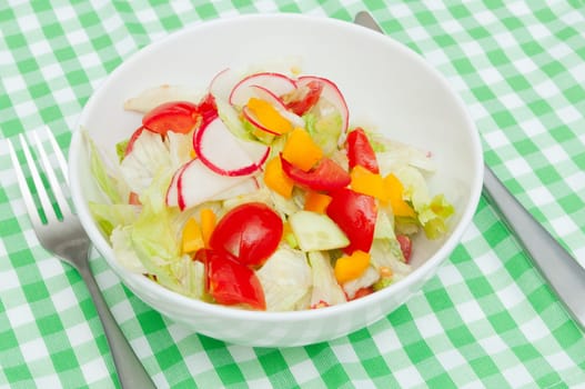 Fresh Vegetable Salad - Tomatoes, Lettuce, Pepper and Radish
