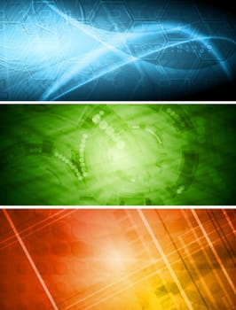 Set of vibrant hi-tech banners. Vector eps 10
