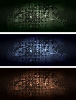Set of dark grunge banners. Eps 10 vector