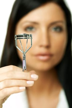 Young beautiful woman during daily morning routines