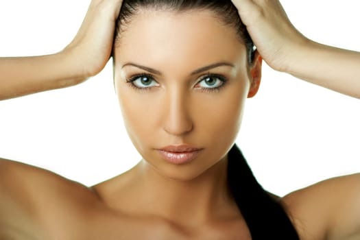 Portrait of beautiful woman before spa treatment
