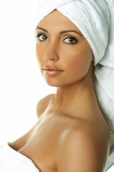Portrait of beautiful woman before spa treatment