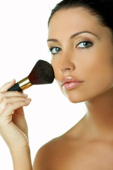 Young beautiful woman during daily morning routines