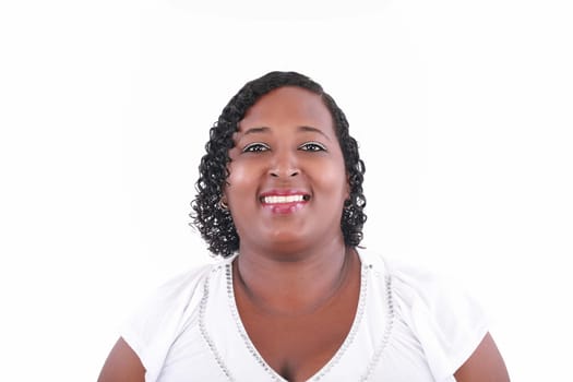 Portrait of a young beautiful black woman looking camera