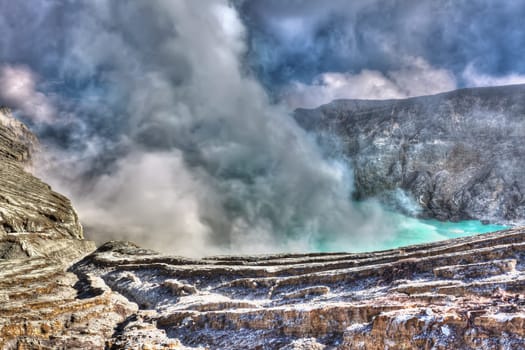 Crater of volcano Ijen. Java. Indonesia.