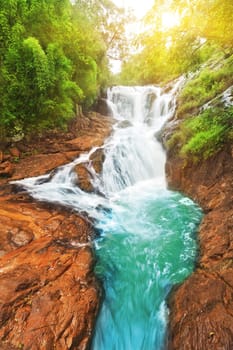 Beautiful Datanla waterfall at sunny day. Vietnam