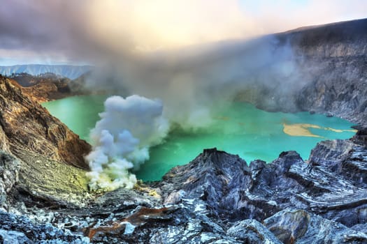 Crater of volcano Ijen. Java. Indonesia.