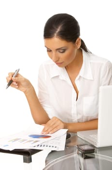 Portrait of beautiful business woman with laptop