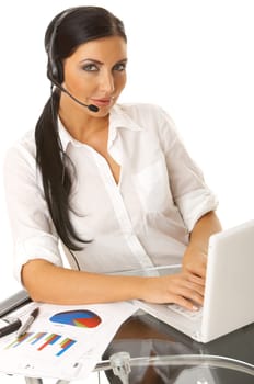 Portrait of beautiful business woman with laptop