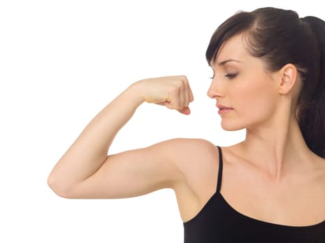 Young beautiful woman during fitness time and exercising