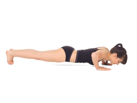 Young beautiful woman during fitness time and exercising