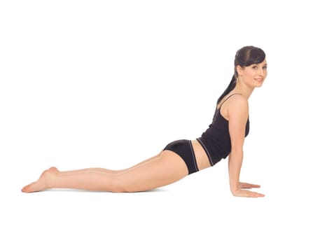 Young beautiful woman during fitness time and exercising