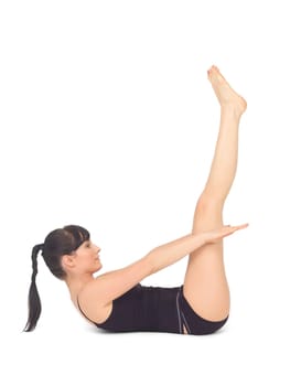 Young beautiful woman during fitness time and exercising