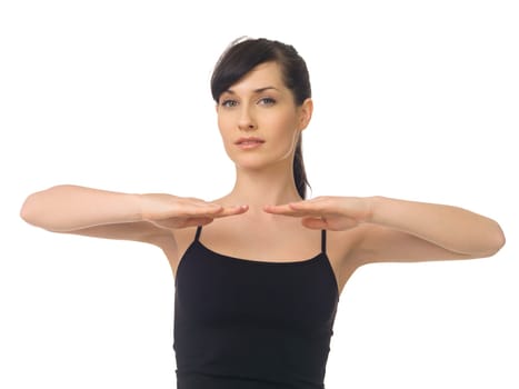 Young beautiful woman during fitness time and exercising