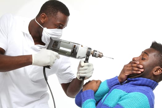 Dentist with drill
