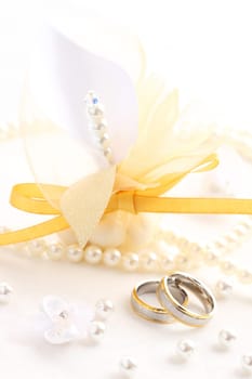Beautiful wedding rings with guest gift box