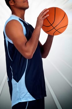 Basketball player ready to throw