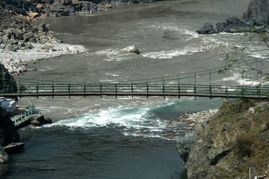 Bridge connecting the banks to cross the river