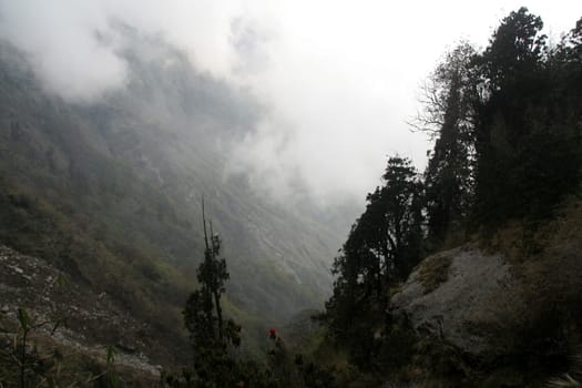 Rain bearing cloud spread over mountainous region