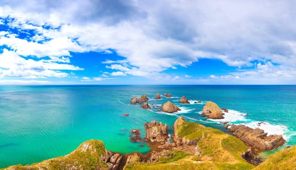Panorama of Nugget point. Seascape