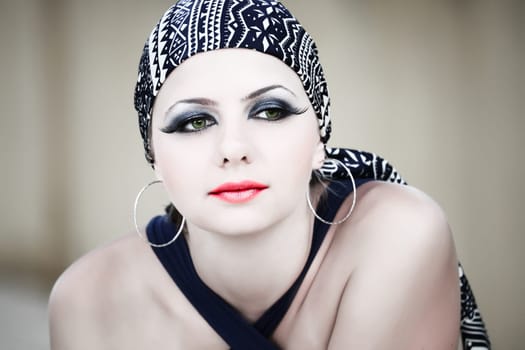 Fashion style high key portrait of woman