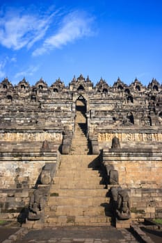 Borobudur temple at sunny day. Central Java. Indonesia