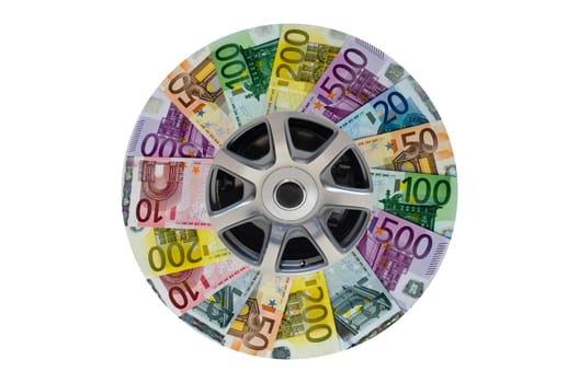 Banknotes and car wheels