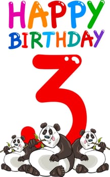 cartoon illustration design for third birthday anniversary