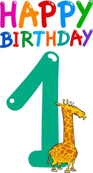 cartoon illustration design for first birthday anniversary