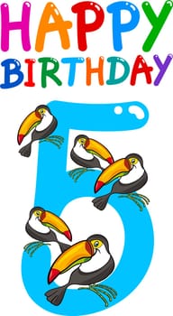 cartoon illustration design for fifth birthday anniversary
