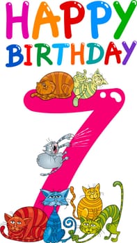 cartoon illustration design for seventh birthday anniversary