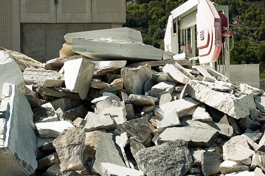 a pile of stone waste, processing waste