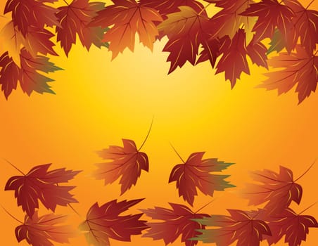 Maple Tree Leaves Falling in Autumn Season Illustration