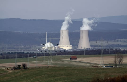 Grohnde nuclear power plant in the Weser Uplands
