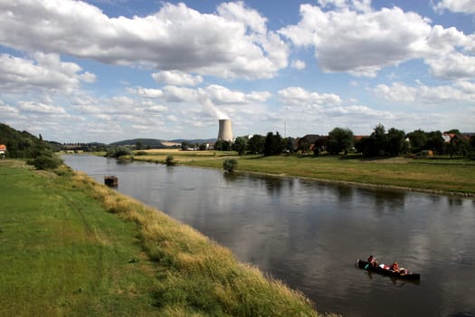 The Grohnde nuclear power plant on the Weser