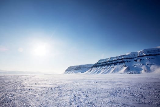 A panorama landscape on Spitsbergen Island, Svalbard, Norway