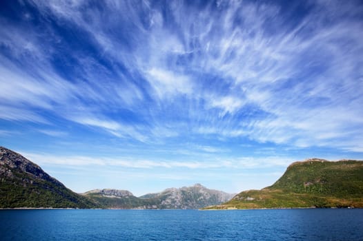 A beautiful coastal landscape of northern  Norway