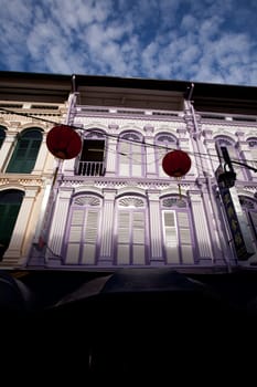 A detail architectural image of Chinatown in Singapore