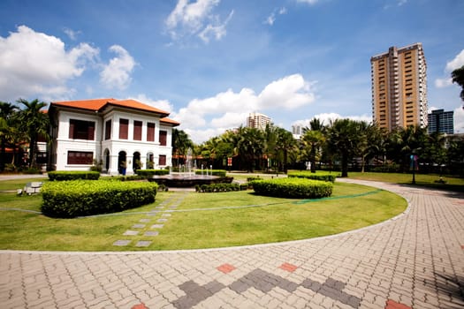 A white colonial style mansion - Malay Heritage Center, Singapore -