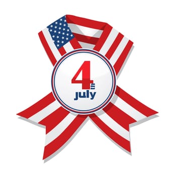 4th of July Independence Day badge with ribbon isolated on a white background.