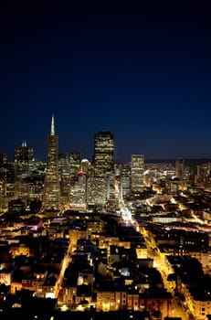 Night cityscape of San Francisco business district