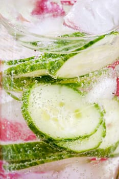 A refreshing drink of sparkling cucumber water