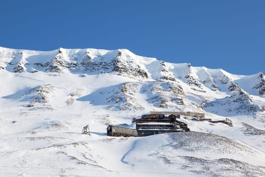 A coal mine on the side of a mountain - Mine 2b, Longyearbyen, Svalbard, Norway