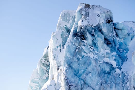 A glacier on the coast of Spitsbergen, Svalbard, Norway.