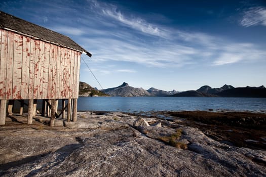 A boat house on the coast of northern Norway