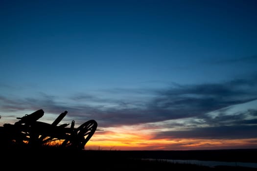 A sunet on a saskatchewan prairie landscape